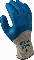 SHOWA - Size M (8) Nitrile Coated Work Gloves - For General Purpose, Palm & Fingers Coated, Knit Wrist Cuff, Full Fingered, Blue/White, Paired - All Tool & Supply