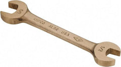 Ampco - 1/2" x 5/8" Nonsparking Open End Wrench - 5-3/4" OAL, Double End, Plain Finish, 15° Head Angle - All Tool & Supply