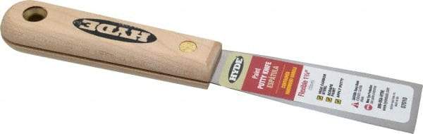 Hyde Tools - 1-1/4" Wide Steel Putty Knife - Flexible, Hardwood Handle, 7-3/4" OAL - All Tool & Supply