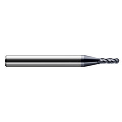 3/16″ Dia. × 3/16″ Shank × 5/16″ DOC × 2″ OAL, Carbide AlTiN, Stub|Standard , 4 Flute, Ballnose End Mill - Exact Industrial Supply