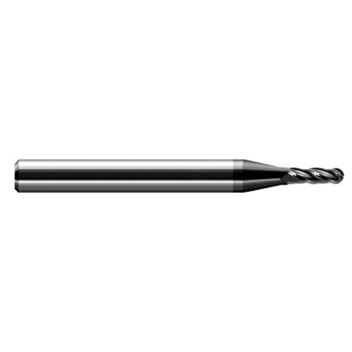 ‎0.035″ Dia. × 1/8″ Shank × 0.052″ DOC × 1-1/2″ OAL, Carbide DLC, Stub|Standard , 4 Flute, Ballnose End Mill - Exact Industrial Supply