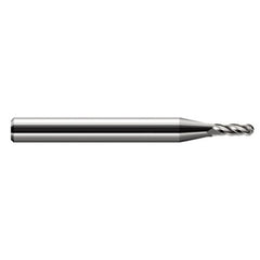 ‎0.06″ Dia. × 1/8″ Shank × 0.09″ DOC × 1-1/2″ OAL, Carbide Uncoated, Stub|Standard , 4 Flute, Ballnose End Mill - Exact Industrial Supply