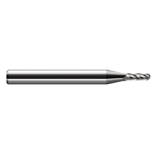 ‎5/64″ Dia. × 1/8″ Shank × 15/64″ DOC × 1-1/2″ OAL, Carbide Uncoated, Stub|Standard , 4 Flute, Ballnose End Mill