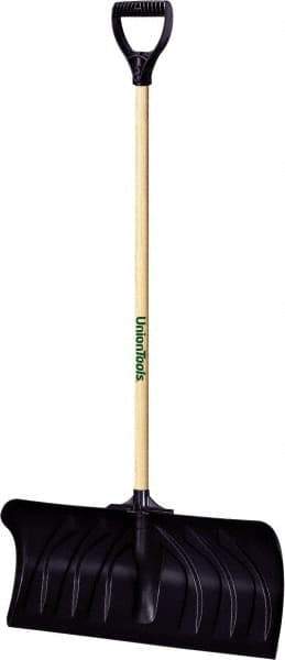 UnionTools - 24 Inch Wide Blade x 11 Inch High Blade Pusher Snow Shovel - 45 Inch Long Hardwood Handle - All Tool & Supply