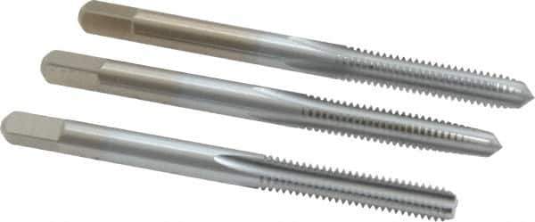 Made in USA - #8-32 UNC, 4 Flute, Bottoming, Plug & Taper, Chrome Finish, High Speed Steel Tap Set - Right Hand Cut, 2-1/8" OAL, 3/4" Thread Length, 2B/3B Class of Fit - All Tool & Supply