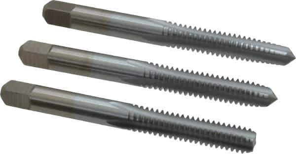 Made in USA - 1/4-20 UNC, 4 Flute, Bottoming, Plug & Taper, Chrome Finish, High Speed Steel Tap Set - Right Hand Cut, 2-1/2" OAL, 1" Thread Length, 2B/3B Class of Fit - All Tool & Supply