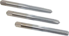 Made in USA - 1/4-20 UNC, 4 Flute, Bottoming, Plug & Taper, Chrome Finish, High Speed Steel Tap Set - Right Hand Cut, 2-1/2" OAL, 1" Thread Length, 2B/3B Class of Fit - All Tool & Supply