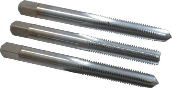 Made in USA - 1/4-28 UNF, 4 Flute, Bottoming, Plug & Taper, Chrome Finish, High Speed Steel Tap Set - Right Hand Cut, 2-1/2" OAL, 1" Thread Length, 2B/3B Class of Fit - All Tool & Supply