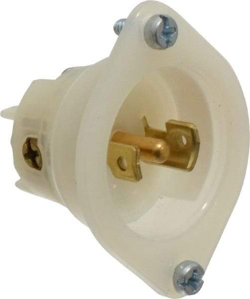 Leviton - 125/250 VAC, 15 Amp, ML-3P NEMA, Ungrounded Inlet - 3 Poles, 3 Wire, Male End, White, Steel - All Tool & Supply