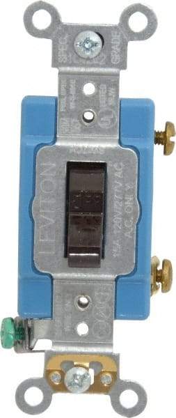 Leviton - 1 Pole, 120 to 277 VAC, 15 Amp, Industrial Grade, Toggle, Wall and Dimmer Light Switch - 1.31 Inch Wide x 4.06 Inch High - All Tool & Supply