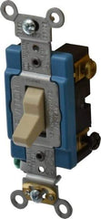 Leviton - 3 Pole, 120 to 277 VAC, 15 Amp, Industrial Grade, Toggle, Wall and Dimmer Light Switch - 1.31 Inch Wide x 4.06 Inch High - All Tool & Supply