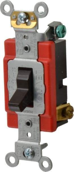 Leviton - 3 Pole, 120 to 277 VAC, 20 Amp, Industrial Grade, Toggle, Wall and Dimmer Light Switch - 1.31 Inch Wide x 4.06 Inch High - All Tool & Supply