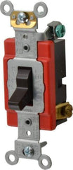 Leviton - 3 Pole, 120 to 277 VAC, 20 Amp, Industrial Grade, Toggle, Wall and Dimmer Light Switch - 1.31 Inch Wide x 4.06 Inch High - All Tool & Supply