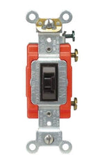 Leviton - 4 Pole, 120 to 277 VAC, 20 Amp, Industrial Grade, Key Lock, Wall and Dimmer Light Switch - 4.06 Inch High - All Tool & Supply