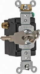 Leviton - 3 Pole, 120 to 277 VAC, 20 Amp, Industrial Grade, Key Lock, Wall and Dimmer Light Switch - 4.06 Inch High - All Tool & Supply