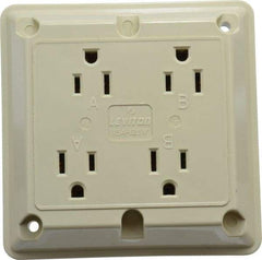 Leviton - 125 VAC, 15 Amp, 5-15R NEMA Configuration, Ivory, Specification Grade, Self Grounding Fourplex Receptacle - 1 Phase, 2 Poles, 3 Wire, Flush Mount, Chemical, Corrosion and Impact Resistant - All Tool & Supply