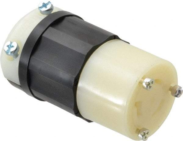 Leviton - 480 VAC, 20 Amp, L8-20R Configuration, Industrial Grade, Self Grounding Connector - 1 Phase, 2 Poles, 0.385 to 0.78 Inch Cord Diameter - All Tool & Supply