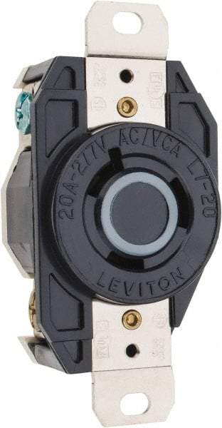 Leviton - 277 VAC, 20 Amp, L7-20R NEMA, Self Grounding Receptacle - 2 Poles, 3 Wire, Female End, Black - All Tool & Supply