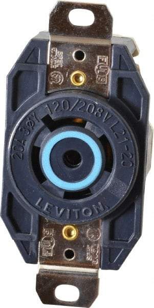 Leviton - 120/208 VAC, 20 Amp, L21-20R NEMA, Self Grounding Receptacle - 4 Poles, 5 Wire, Female End, Black - All Tool & Supply