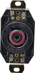 Leviton - 277/480 VAC, 20 Amp, L22-20R NEMA, Self Grounding Receptacle - 4 Poles, 5 Wire, Female End, Black - All Tool & Supply