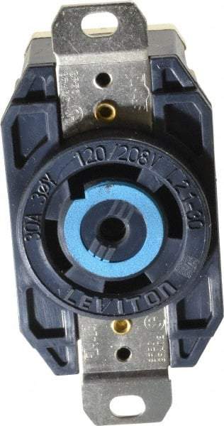 Leviton - 120/208 VAC, 30 Amp, L21-30R NEMA, Self Grounding Receptacle - 4 Poles, 5 Wire, Female End, Black - All Tool & Supply