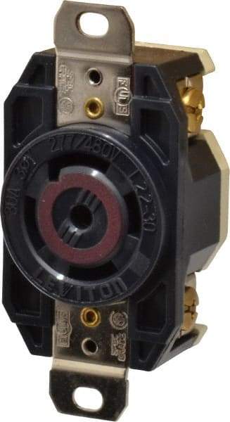 Leviton - 277/208 VAC, 30 Amp, L22-30R NEMA, Self Grounding Receptacle - 4 Poles, 5 Wire, Female End, Black - All Tool & Supply