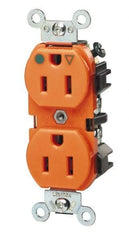 Leviton - 125 VAC, 15 Amp, 5-15R NEMA Configuration, Orange, Hospital Grade, Isolated Ground Duplex Receptacle - 1 Phase, 2 Poles, 3 Wire, Flush Mount, Impact Resistant - All Tool & Supply