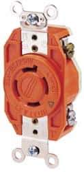 Leviton - 250 VAC, 20 Amp, L6-20R NEMA Configuration, Orange, Industrial Grade, Isolated Ground Single Receptacle - 1 Phase, 2 Poles, 3 Wire, Flush Mount - All Tool & Supply