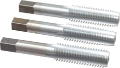 Made in USA - 5/8-11 UNC, 4 Flute, Bottoming, Plug & Taper, Chrome Finish, High Speed Steel Tap Set - Right Hand Cut, 3-13/16" OAL, 1-13/16" Thread Length, 2B/3B Class of Fit - Exact Industrial Supply