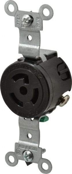 Leviton - 277 VAC, 15 Amp, L7-15R NEMA, Self Grounding Receptacle - 2 Poles, 3 Wire, Female End, Black - All Tool & Supply