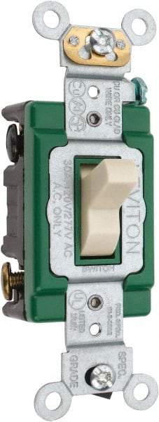 Leviton - 3 Pole, 120 to 277 VAC, 30 Amp, Industrial Grade, Toggle, Wall and Dimmer Light Switch - 1.31 Inch Wide x 4.06 Inch High - All Tool & Supply