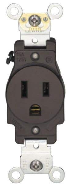 Hubbell Wiring Device-Kellems - 125/250 VAC, 30 Amp, 14-30R NEMA Configuration, Brown, Industrial Grade, Self Grounding Single Receptacle - 1 Phase, 3 Poles, 4 Wire, Flush Mount - All Tool & Supply