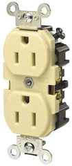 Hubbell Wiring Device-Kellems - 250 VAC, 15 Amp, 6-15R NEMA Configuration, Brown, Specification Grade, Self Grounding Duplex Receptacle - 1 Phase, 2 Poles, 3 Wire, Flush Mount - All Tool & Supply