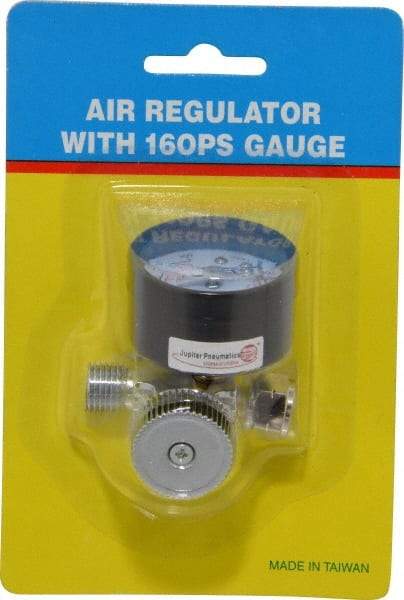 PRO-SOURCE - 1/4 NPT Port, Zinc Dial Air Regulator - 10 to 120 psi Range, 120 Max psi Supply Pressure, 1/4" Gauge Port Thread, 1.97" Wide x 1.97" High - All Tool & Supply