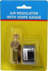 PRO-SOURCE - 1/4 NPT Port, Brass Dial Air Regulator - 10 to 120 psi Range, 120 Max psi Supply Pressure, 1/4" Gauge Port Thread, 2.36" Wide x 1.653" High - All Tool & Supply