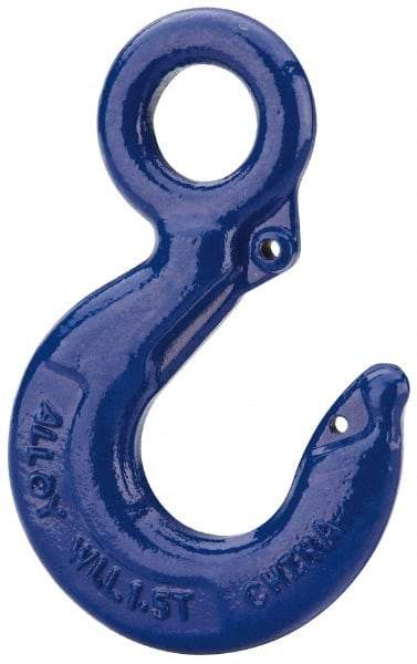 Value Collection - 2,000 Lb Capacity, Alloy Steel Eye Hook - 0.93" Hook Throat, 3.13" Reach, 3/4" Eye ID, 4.37" OAL, Plain Finish - All Tool & Supply