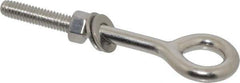 Value Collection - 3/8-16, Electropolished Finish, Stainless Steel Wire Turned Closed Eye Bolt - 2" Thread Length, 21/32" ID x 3/8" OD, 4-1/8" Shank Length - All Tool & Supply