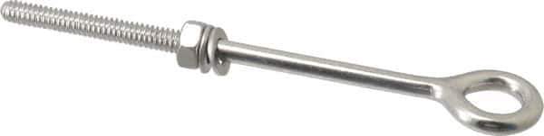 Value Collection - 1/4-20, Electropolished Finish, Stainless Steel Wire Turned Closed Eye Bolt - 2" Thread Length, 15/32" ID x 3/8" OD, 4-13/16" Shank Length - All Tool & Supply