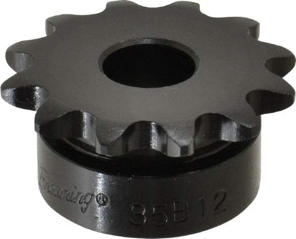 Browning - 12 Teeth, 3/8" Chain Pitch, Chain Size 35, Min Plain Bore Sprocket - 1/2" Bore Diam, 1.449" Pitch Diam, 1.62" Outside Diam - All Tool & Supply