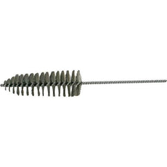 Brush Research Mfg. - 2-1/4" Diam Helical Stainless Steel Tube Brush - Single Spiral, 0.006" Filament Diam, 6-1/2" Brush Length, 14" OAL, 0.245" Diam Galvanized Steel Shank - All Tool & Supply