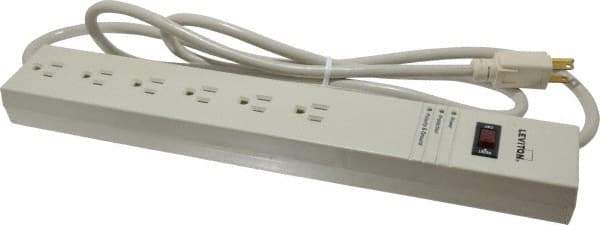 Leviton - 6 Outlets, 120 Volts, 15 Amps, 6' Cord, Power Outlet Strip - Free Hanging Mount, 5-15R NEMA Configuration, 15.06" Strip, cULus, UL Listed File 1449 - All Tool & Supply