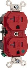 Leviton - 125 VAC, 20 Amp, 5-20R NEMA Configuration, Red, Hospital Grade, Self Grounding Duplex Receptacle - 1 Phase, 2 Poles, 3 Wire, Flush Mount, Tamper Resistant - All Tool & Supply