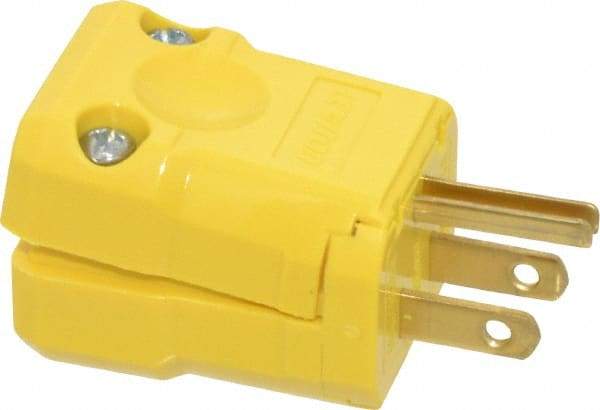 Leviton - 125 VAC, 15 Amp, 5-15P NEMA, Valise, Self Grounding, Industrial Grade Plug - 2 Pole, 3 Wire, 1 Phase, Nylon, Yellow - All Tool & Supply