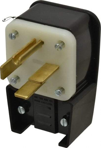 Leviton - 250 VAC, 50 Amp, 15-50P NEMA, Angled, Self Grounding, Industrial Grade Plug - 3 Pole, 4 Wire, 3 Phase, Nylon, Black - All Tool & Supply