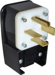 Leviton - 250 VAC, 60 Amp, 15-60P NEMA, Angled, Self Grounding, Industrial Grade Plug - 3 Pole, 4 Wire, 3 Phase, Nylon, Black - All Tool & Supply