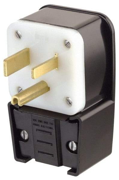 Leviton - 125 VAC, 50 Amp, 5-50P NEMA, Angled, Self Grounding, Industrial Grade Plug - 2 Pole, 3 Wire, 1 Phase, Nylon, Black - All Tool & Supply