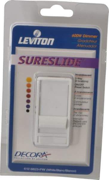 Leviton - 1 Pole, 120 VAC, 60 Hz, 600 Watt, Residential Grade, Rocker, Wall and Dimmer Light Switch - 1.73 Inch Wide x 4.13 Inch High, Incandescent - All Tool & Supply