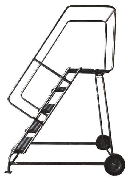 Ballymore - 93" 6 Step Ladder - Rolling Safety Ladder, 300 Lb Capacity, 60" Platform Height, 30" Base Width x 49" Depth, Solid Ribbed Tread - All Tool & Supply