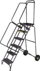 Ballymore - 93" 6 Step Ladder - 300 Lb Capacity, 60" Platform Height, 30" Base Width x 54" Depth, Heavy-Duty Serrated Grating - All Tool & Supply