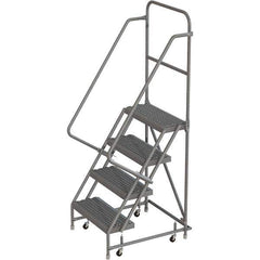 TRI-ARC - 76" 4 Step Rolling Platform Ladder - 450 Lb Capacity, 40" Platform Height, 30" Base Width x 35" Depth, Serrated Tread - All Tool & Supply